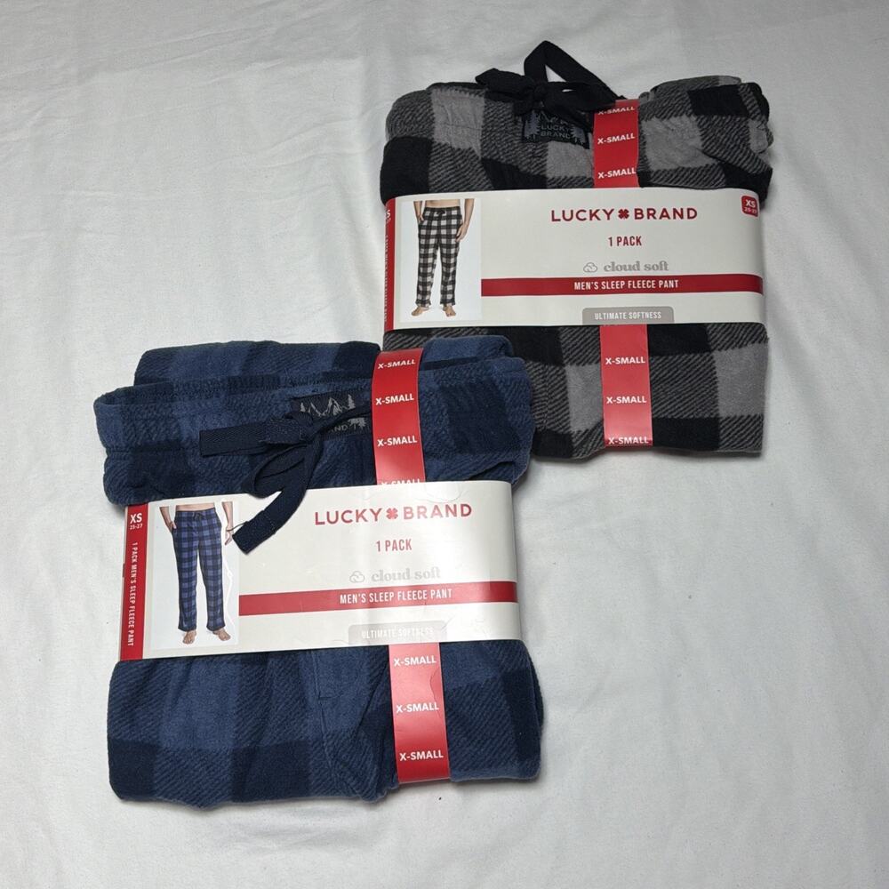 Men’s NWT LUCKY BRAND Buffalo Check Cloud Soft Sleep Pants - Size XS Set Of 2
